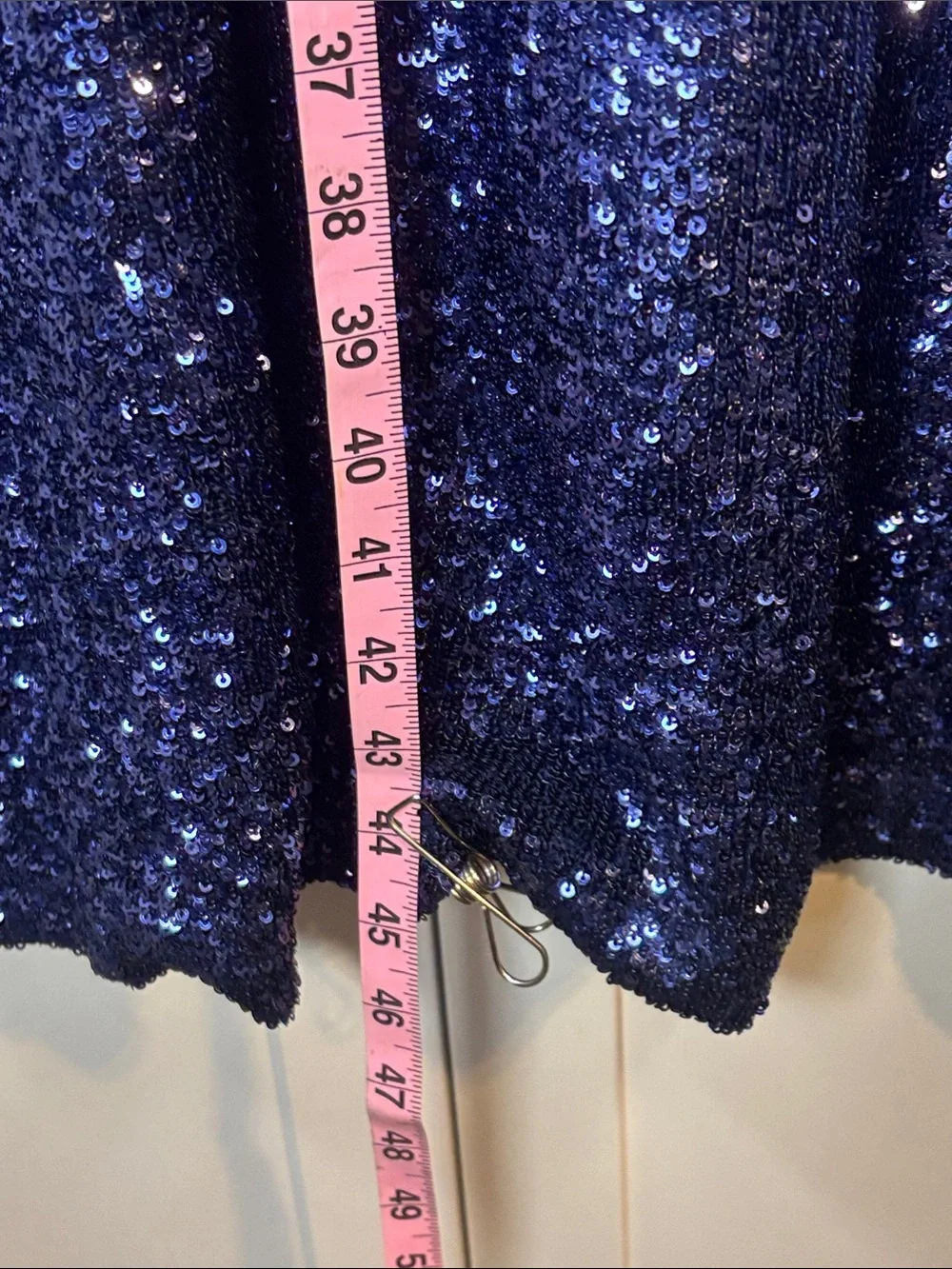 Tory Burch Navy Sequin Long-Sleeve Midi Dress